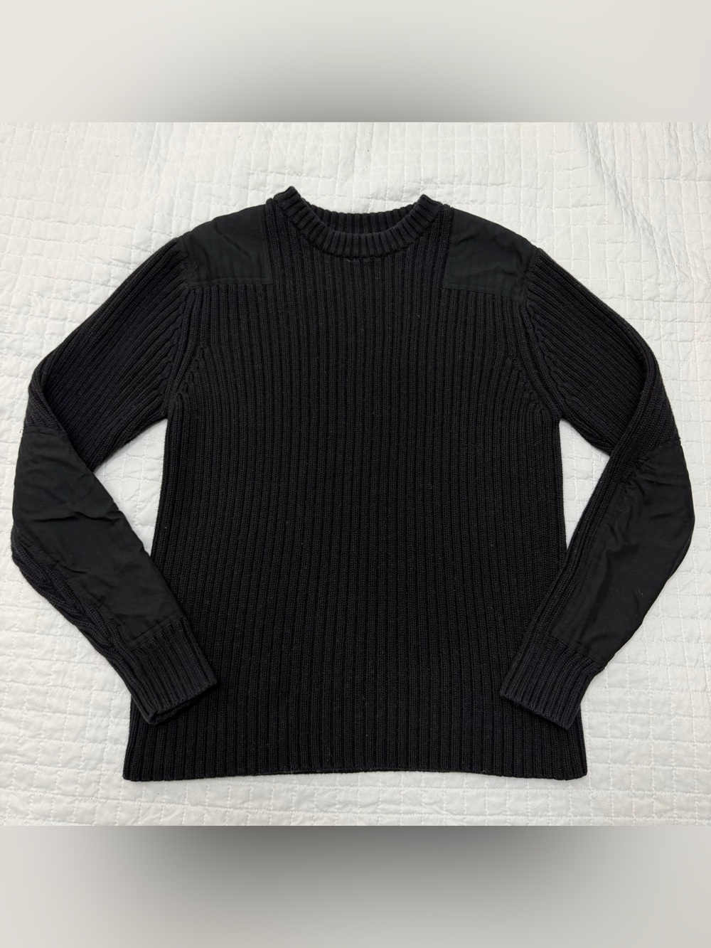 L.L.Bean Rib Knit Commando Sweater Men’s M Black Cotton